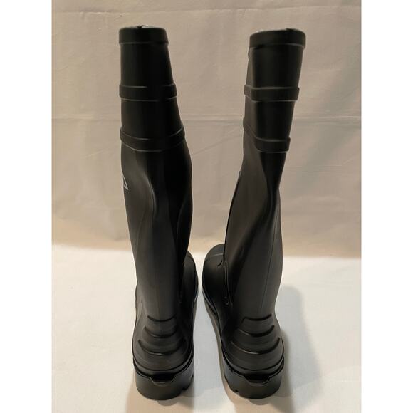 Hisea Steel Toe Waterproof PVC Rubber Rain Boots Black Size Men US: 8